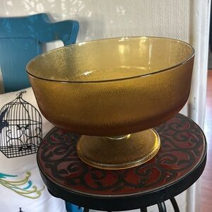Vintage Gold Large Footed Glass Salad Bowl